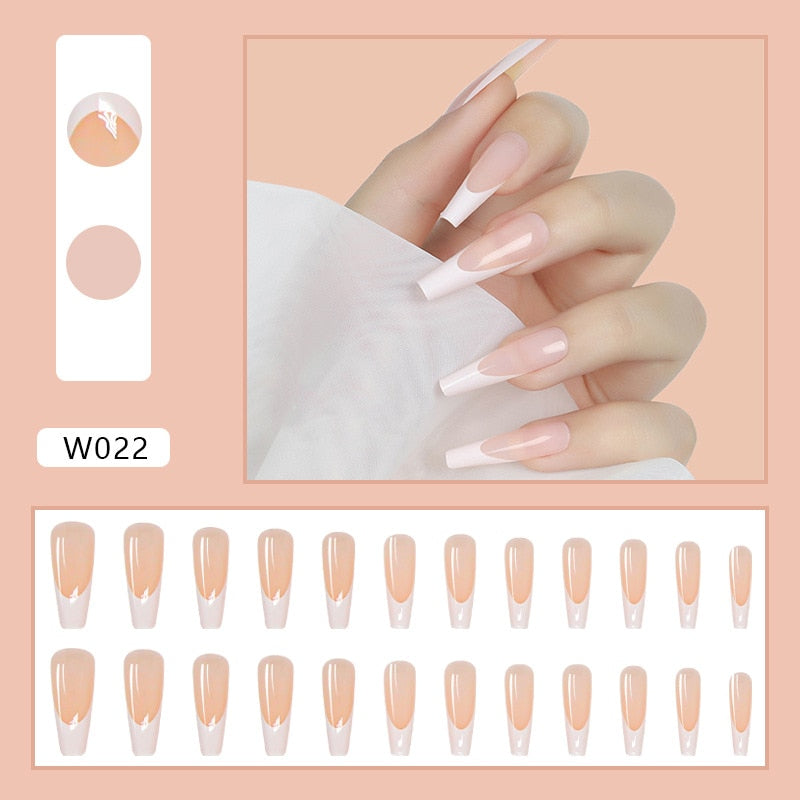 Y2k Fake Black Nail Long Ballet Reusable Adhesive Acrylic Press on set Nails Dark Acrylic Artificial False Nails Arts Tips 24pcs