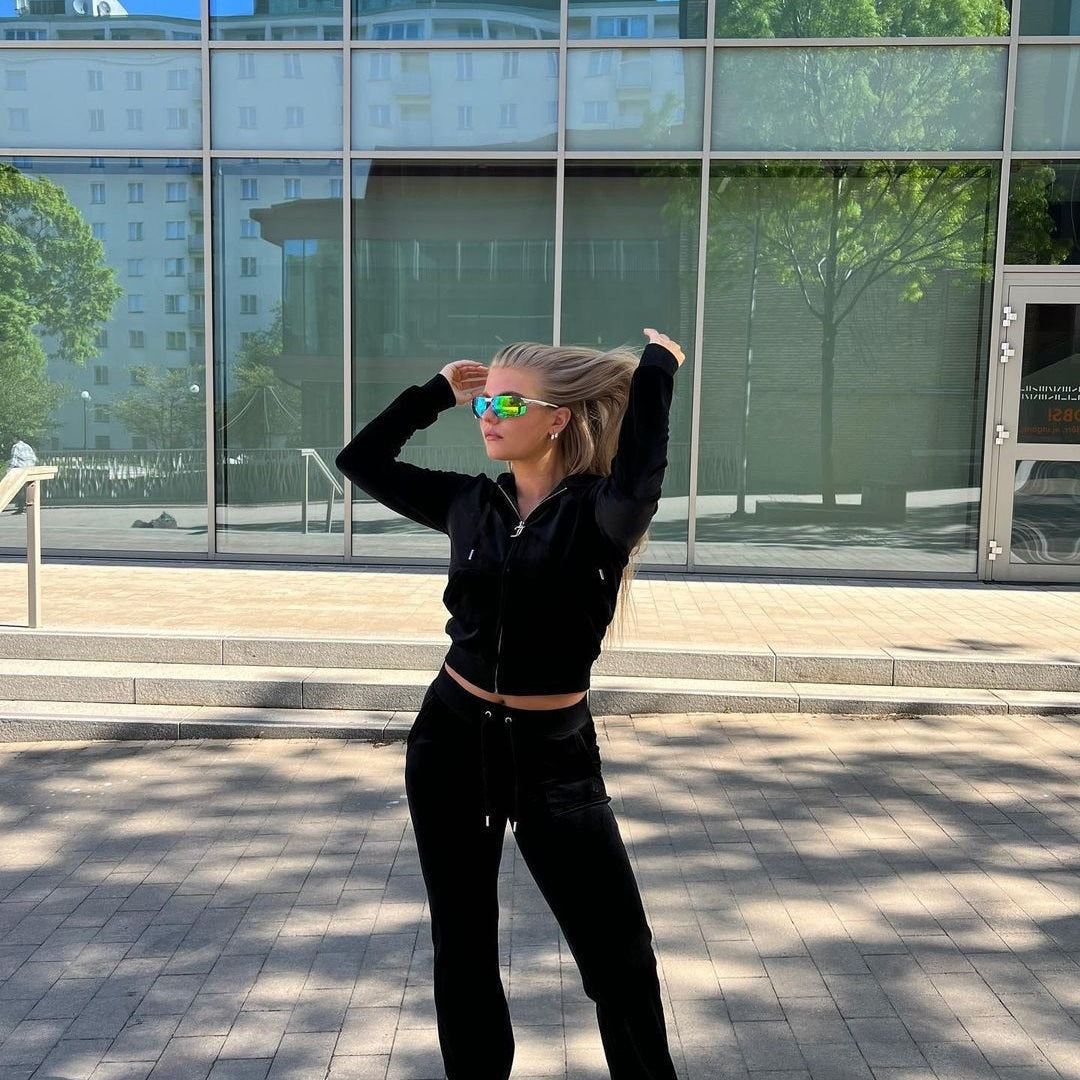 Women Autumn Winter Outfits Casual Zipper Sweater Hoodie Set High Waist Skinny Pants Suits Knitted Womens Y2k Two Piece Set