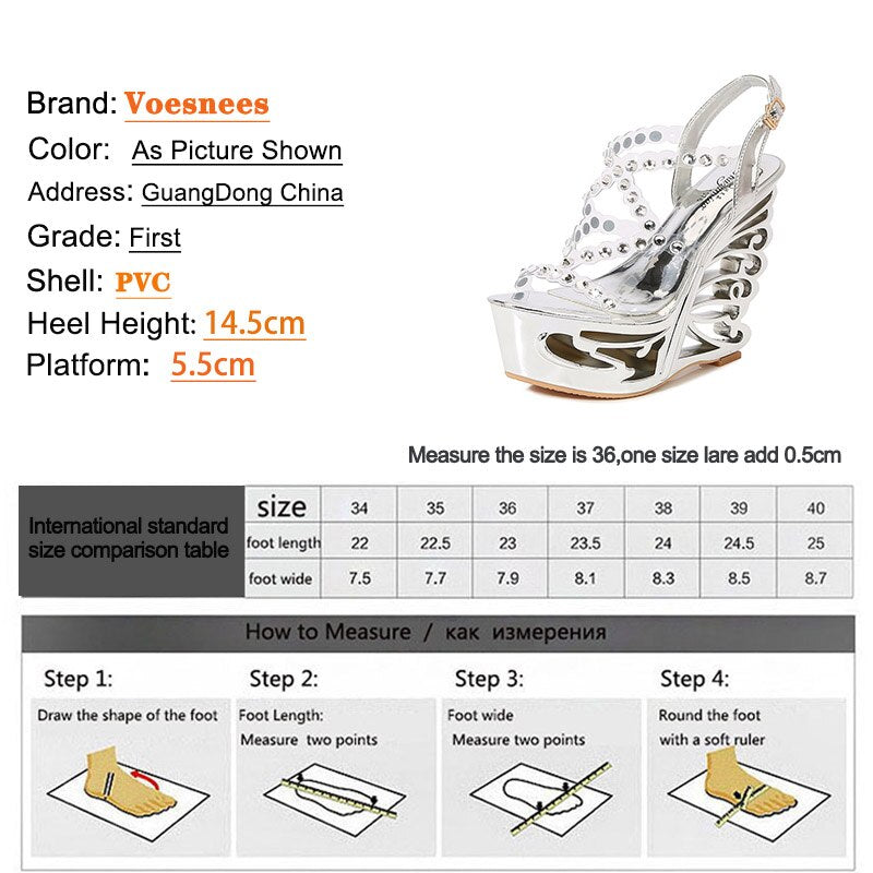 Summer New Hollow Out Wedge Women's Pumps Shiny Sequins Fashion Party Shoes Club Heels Transparent Narrow Belt Sandals