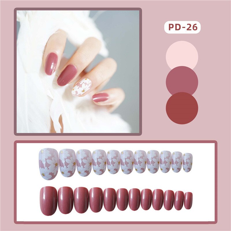 24pcs Lemon Short Wear Tips Nail False Patch Press on Nails Supplies for Professionals Artifical Fake Nails Faux Ongles Uñas PD-26-Fake Nails Art