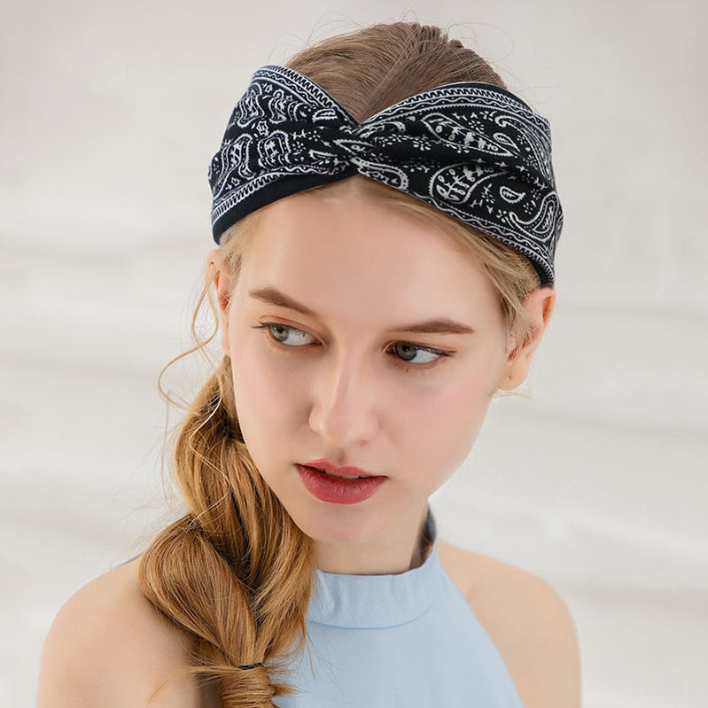 Headband New Light Weight Headbands Hair Accessories Woman Summer Bohemian Bandanas Elastic Wide Knitted Knotted Hair Bands