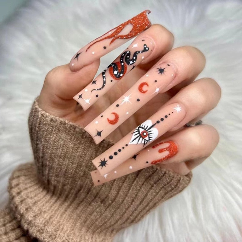 Fake Nails Heart Pattern Full Cover Fake Nails DIY Glue Press On Nails Nail Supplies For Professionals
