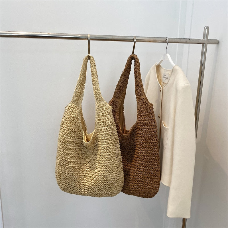 Women's Bag Soft Straw Bag Casual Long Woven Shoulder Bag Popular Light Travel Beach Bag