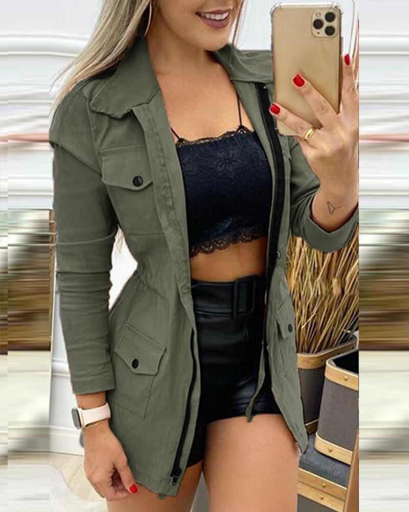 Fashion Women Blazer Fall Clothing Lady Jackets Pockt Design Casual Coat Tops