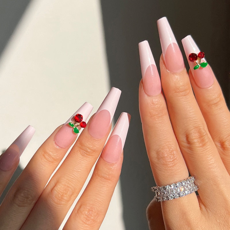 Sea Wave Carp Japanese Style Doodle False Nails Detachable Nude Pink Long Coffin Fake Nails with Glue Full Cover Press on Nails