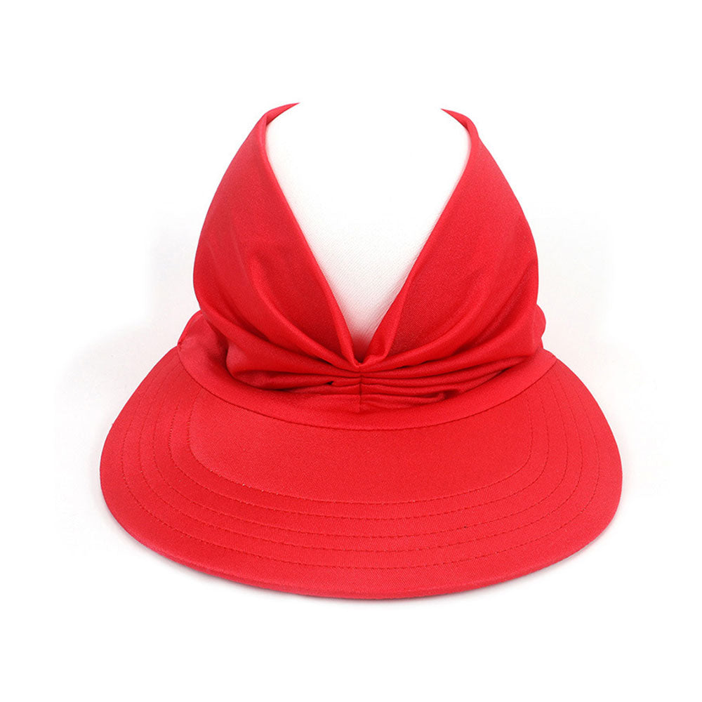 Aettechgd New Women's Summer Hat Outdoor UV Protection Sun Visor Hat Empty Top Hat Travel Seaside Beach Hat Sunscreen Red