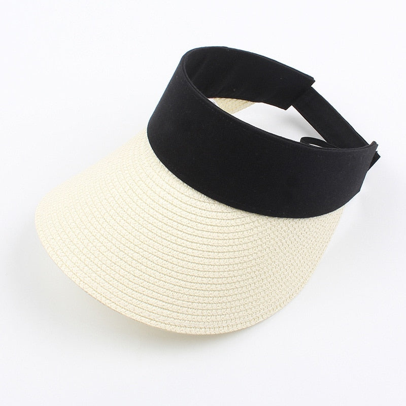 Summer Empty Top Sun Hat - Female Outdoor Visor Cap Casual Shade Hat Straw Wide Large Brim Beach Sunhat Lady Style 8