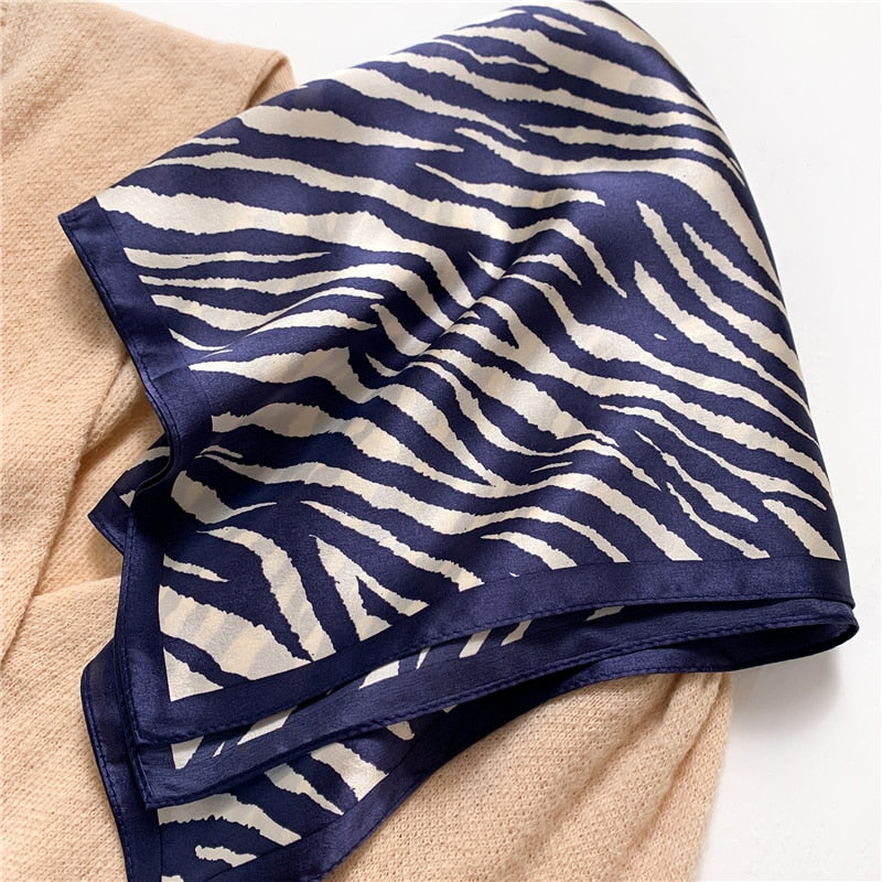 Fashion Designer Print 100% Natural Silk Square Scarves Women Hairband Neck Foulard Female Small Kerchief Bandana New FZ92-2 53cm real silk