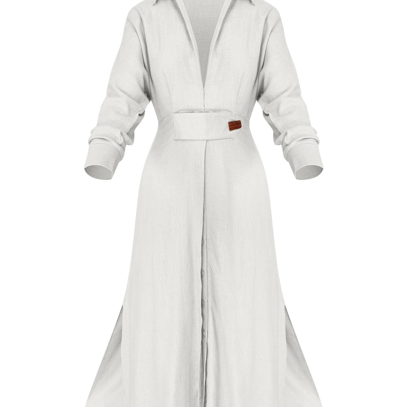 Fashion Dress for Women Luxury Elegant Solid Color Evening Dresses 2023 Party Slip Pockets Chic Promotion Long Sleeve Clothes Creamy-white