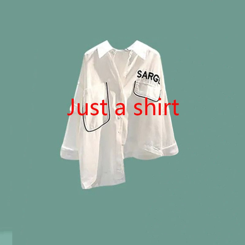Autumn Set Women's New Large Fashion Shirt Versatile Casual Pants Two Piece Set Fall Two Piece Outfits for Women Pant Sets Just a shirt