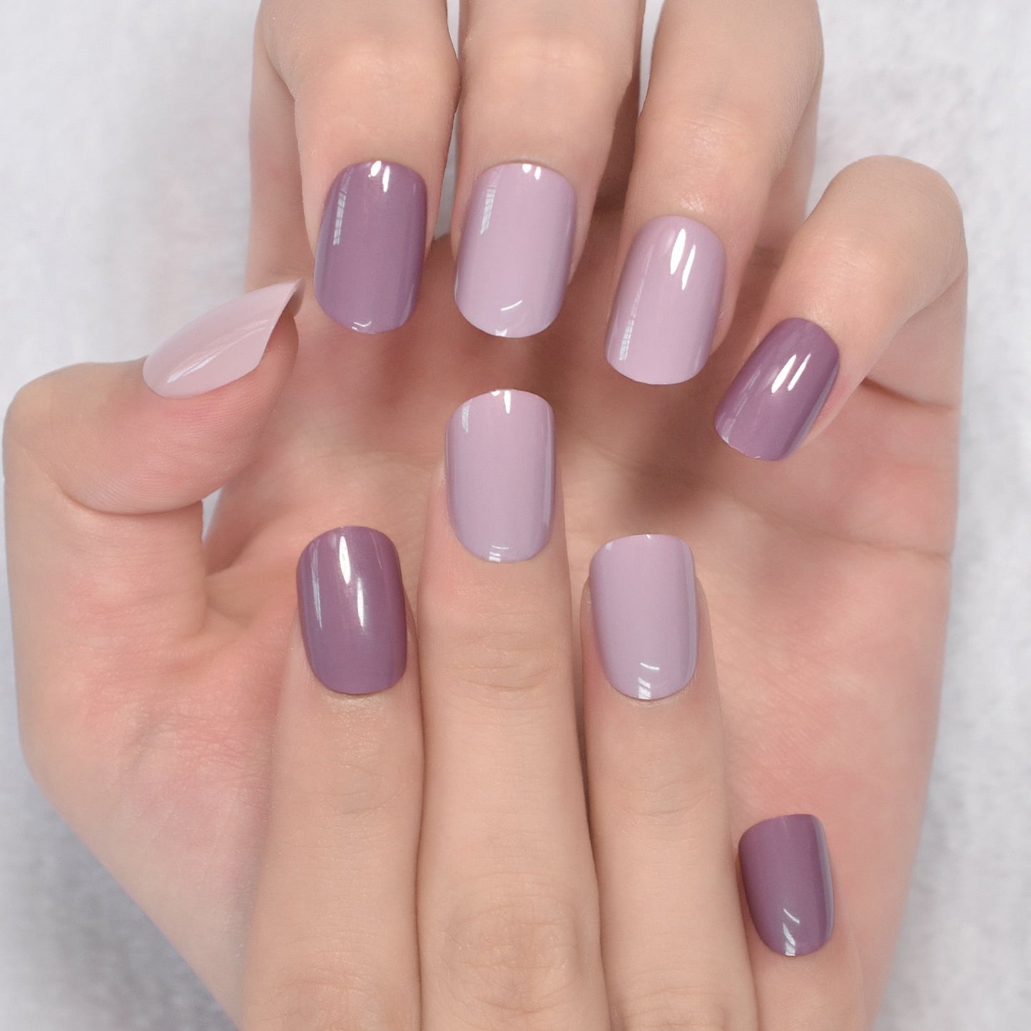 Glossy Gradient Rainbow Ombre French Press on Nails Almond Fake Nails Stiletto Oval Pointed Manicure False Nails Finger Tips