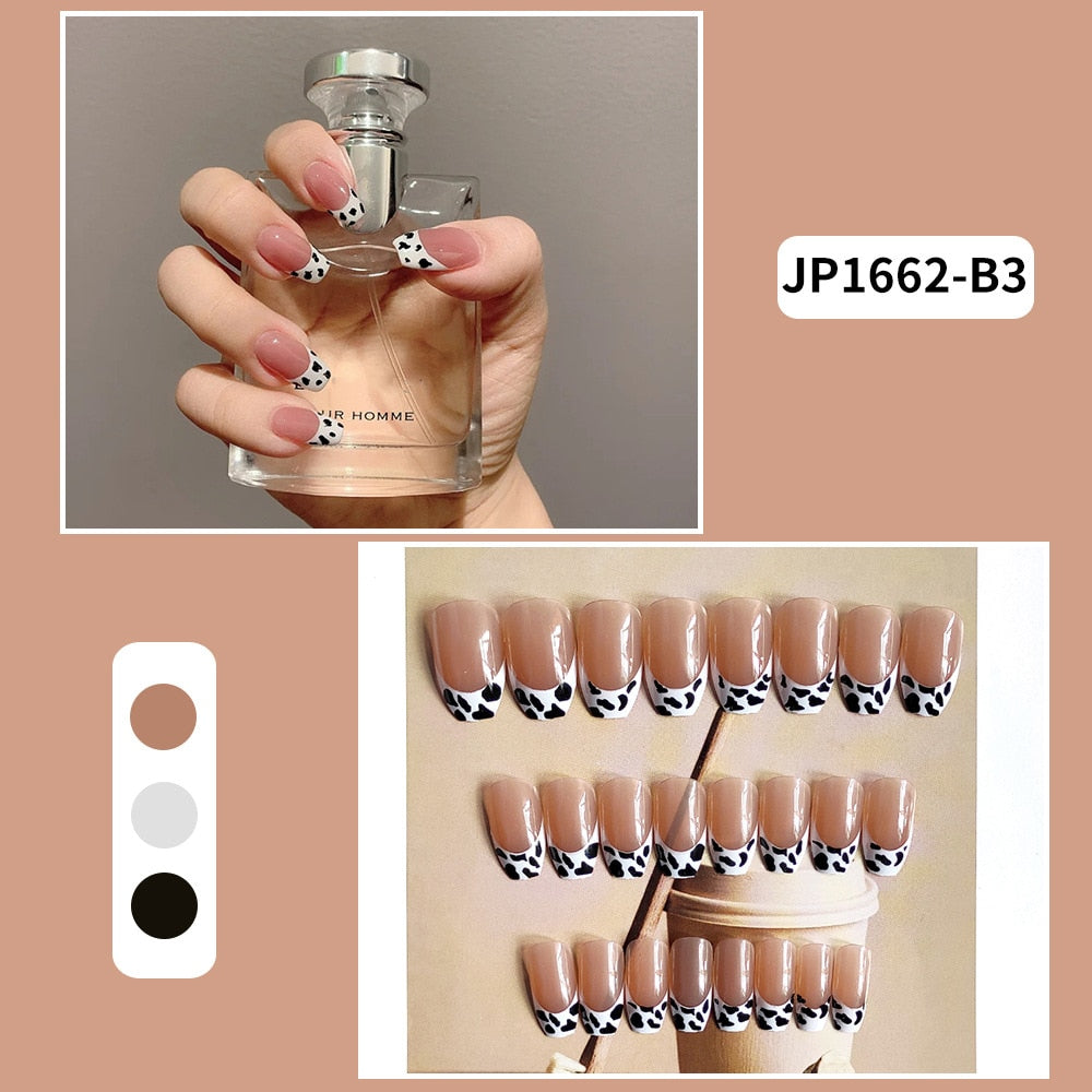 Black Comic Hand Drawn Pattern Wearable Nail Art Glossy Purple Long Ballet Detachable Finished False Nails Press on Nails MT586JP1662B3