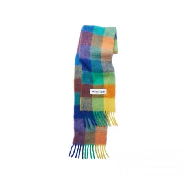 New Scarf Autumn and Winter Multicolor Thickened Plaid Scarf The Same Length Warm Shawl For Men and Women Scarves