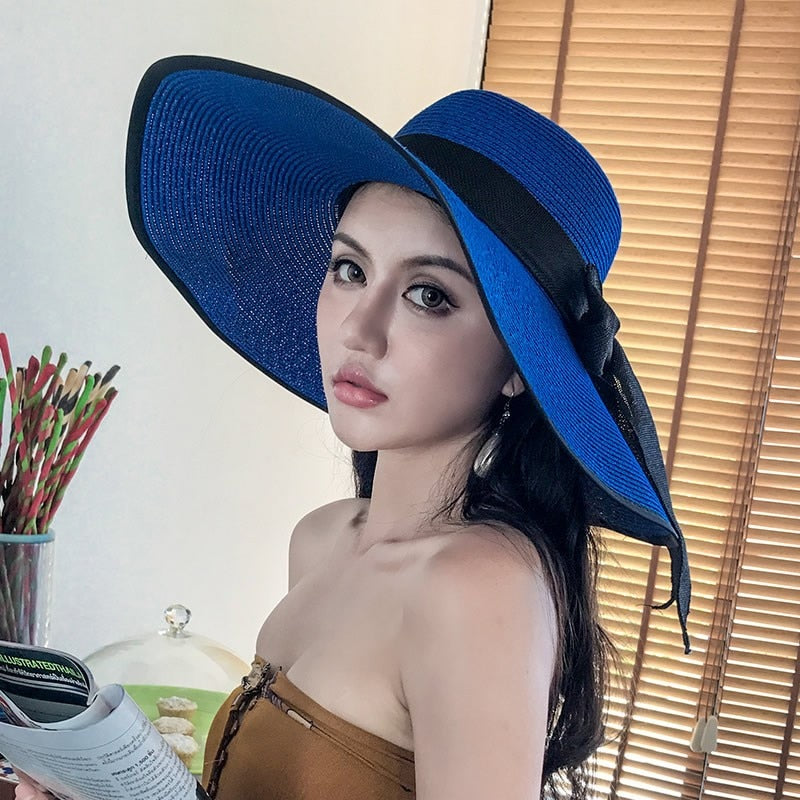Seaside Photo Beach Straw Hat Children Summer Large Brim Sunscreen Shading Simple Fashion Large Brimmed Hat Sun Hat Beach Hat