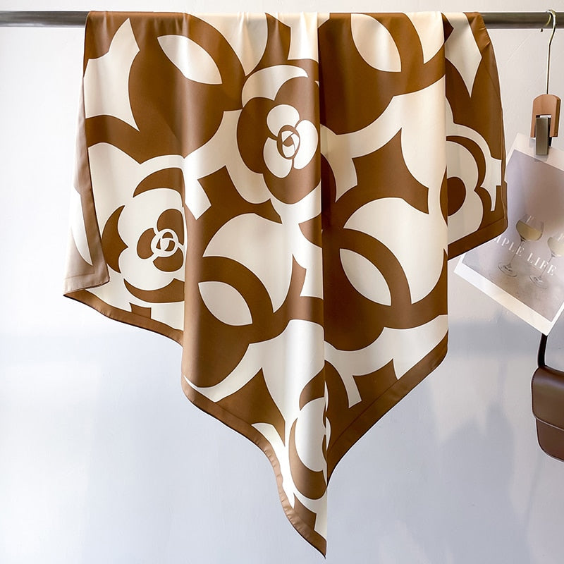 Fashion Print Printing Twill Silk Square Scarf for Women Hijab Muslim Headband Bandana Summer Shawl Beach Stoles Echarpe FN125-5