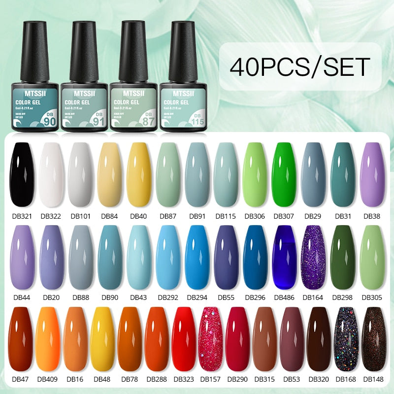 Mtssii 24/25/40/60PCS Gel Nail Polish Set Color Gel Semi Permanent UV Led Varnish Nail Art Design Soak Off Gel Set Nail Gel Set ZH20158