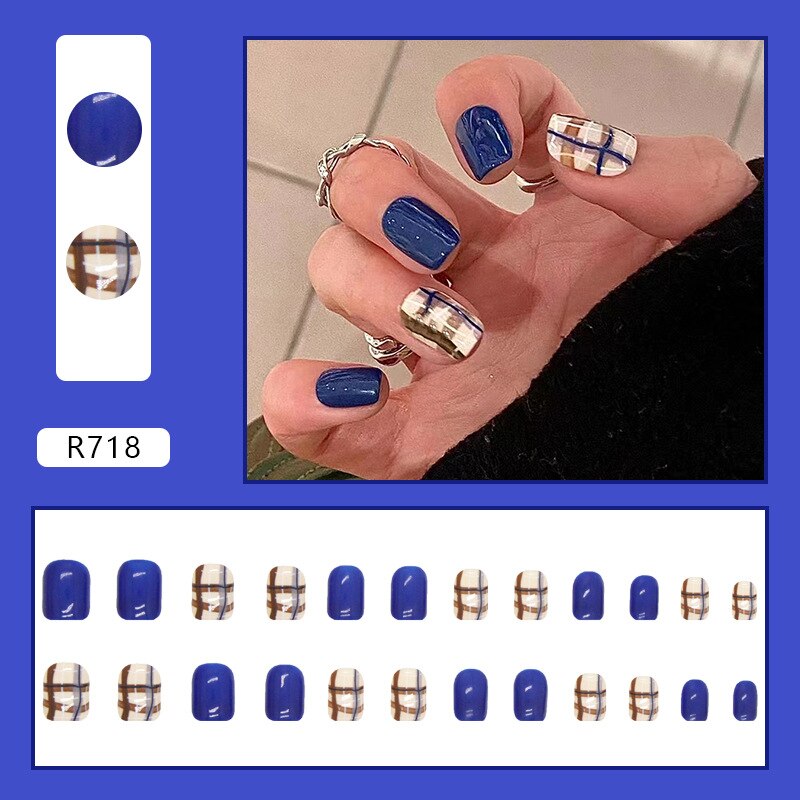 24Pcs/Box Sweet Short Round/Square Head False Nail Art Full Cover Detachable Artificial Fake Nails Ballerina Press on Nails Tips R718