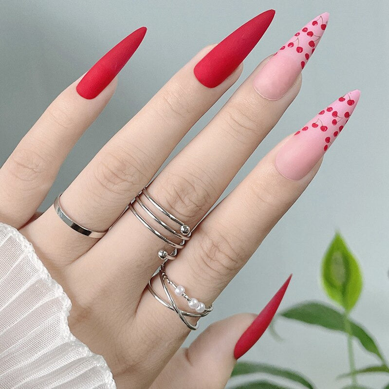 Acrylic Fake Nails Wearable Long Sharp Nail Broken Diamond Butterfly Dot Diamond Full Cover Nail Tips Set Press On Nails New SH-55