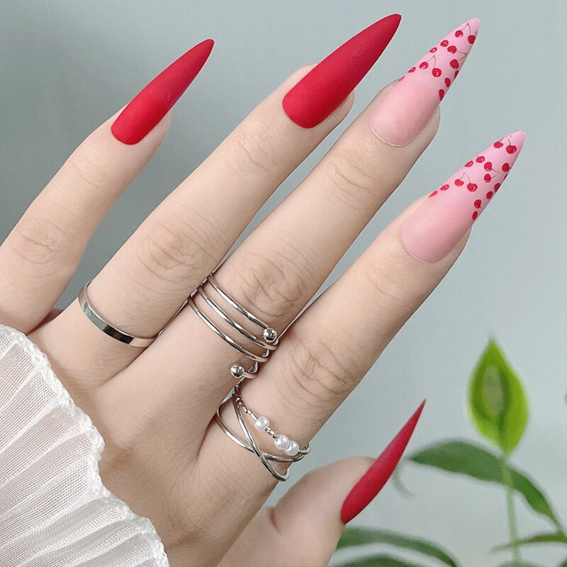 Acrylic Fake Nails Wearable Long Sharp Nail Broken Diamond Butterfly Dot Diamond Full Cover Nail Tips Set Press On Nails New