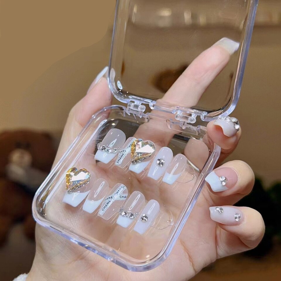 5/10 Pieces Empty Nail Boxes For Packaging Square Shape Box Wholesale Nail Tips Press On Nail Packaging Case Small Business