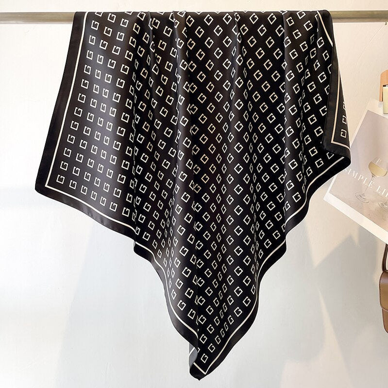 Fashion Print Printing Twill Silk Square Scarf for Women Hijab Muslim Headband Bandana Summer Shawl Beach Stoles Echarpe FN118-2