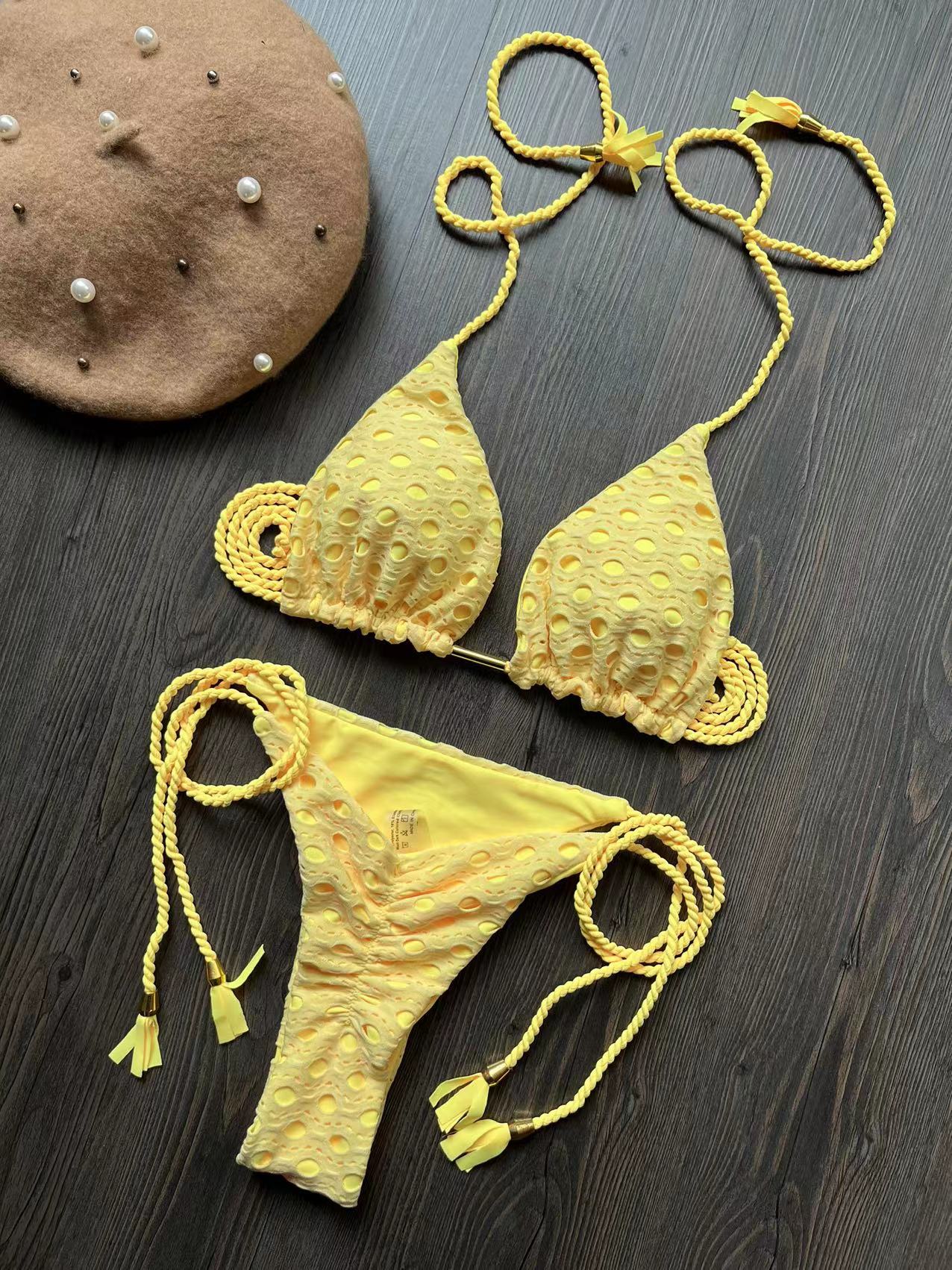 Sexy Bikini Set Swimsuit Mesh Swimwear Women white Bathing Suit Halter Top Patchwork Beachwear Women's Swimming Suit 8285