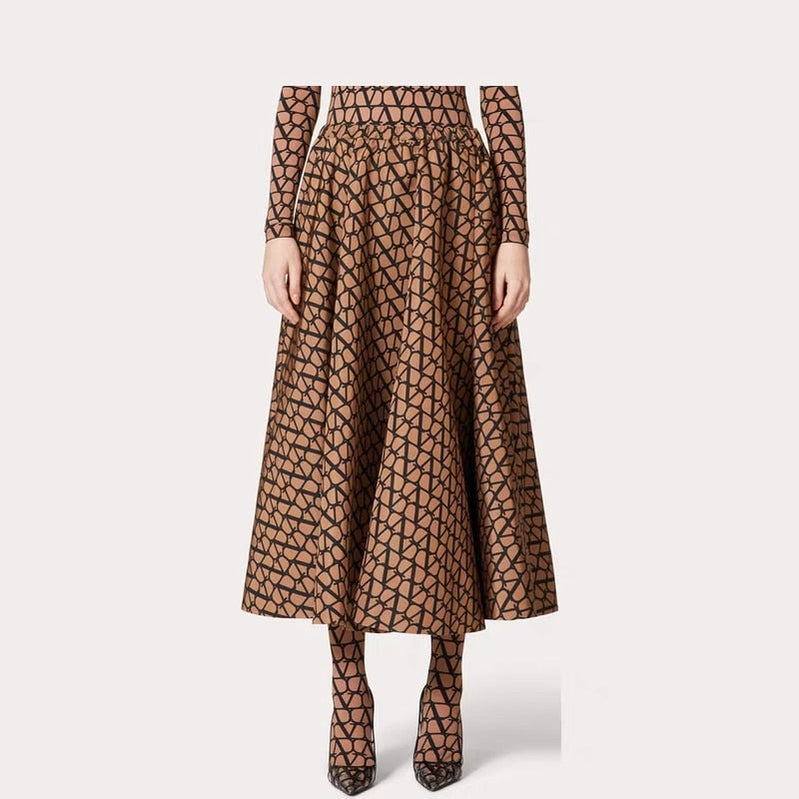 The Same Counter Women Half Skirt Spring and Summer Senior Grid Design In The Long Skirt