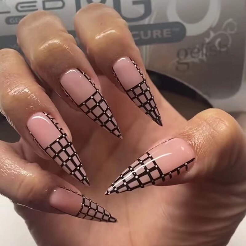 Acrylic Fake Nails Wearable Long Sharp Nail Broken Diamond Butterfly Dot Diamond Full Cover Nail Tips Set Press On Nails New