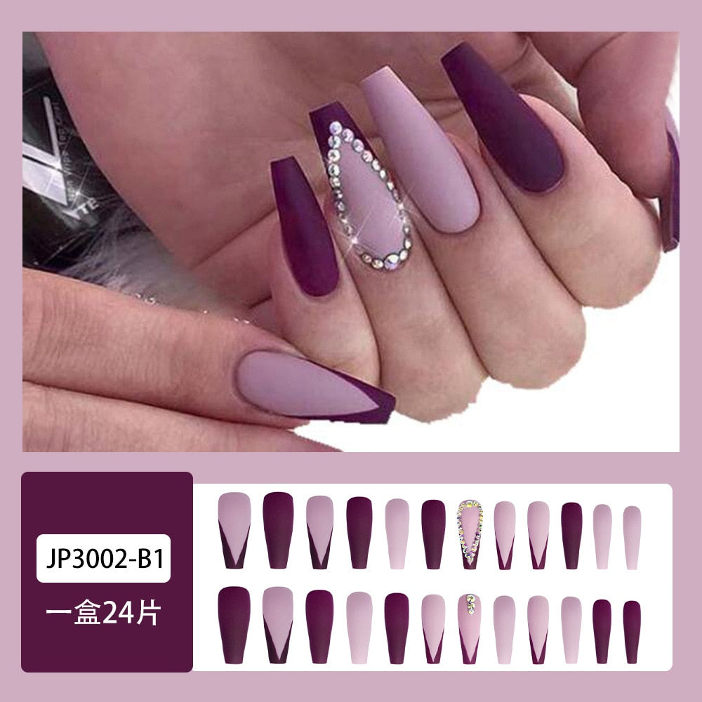 Sea Wave Carp Japanese Style Doodle False Nails Detachable Nude Pink Long Coffin Fake Nails with Glue Full Cover Press on Nails
