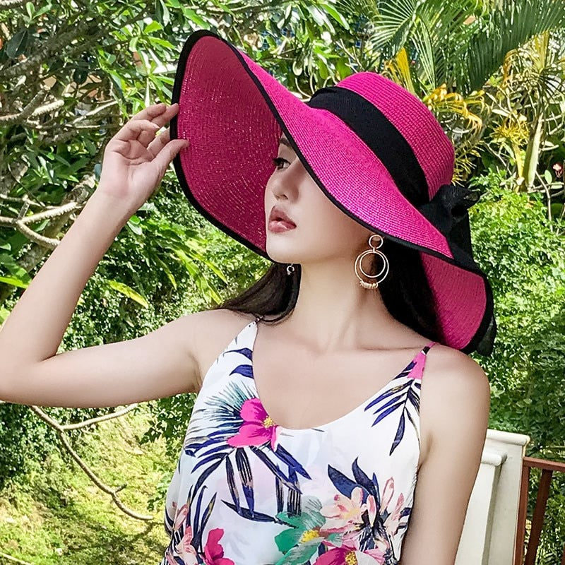 Seaside Photo Beach Straw Hat Children Summer Large Brim Sunscreen Shading Simple Fashion Large Brimmed Hat Sun Hat Beach Hat