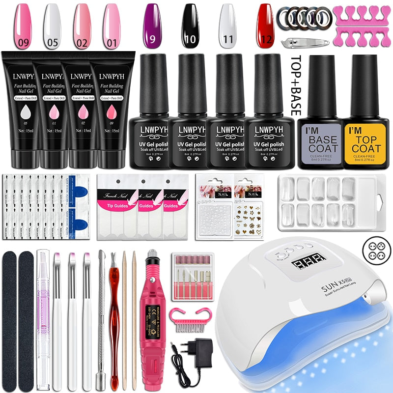 Nail Kit 54/36W UV LED Nail Lamp Dryer 10/4 Colors UV Gel Nail Polish Kit Manicure Art Tools Set Top Base Nail Drill Machine set
