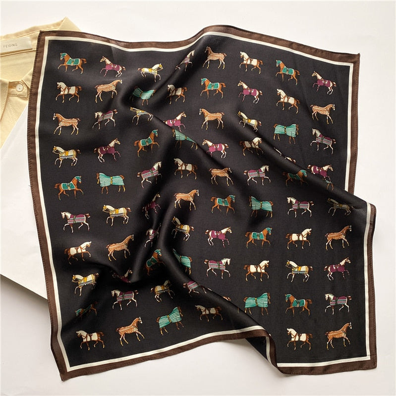 Classice 100% Silk Square Scarf Women Print Stripe Hair Band Wrist Foulard England Style Neckerchief Bandana Echarpe FZ175-1