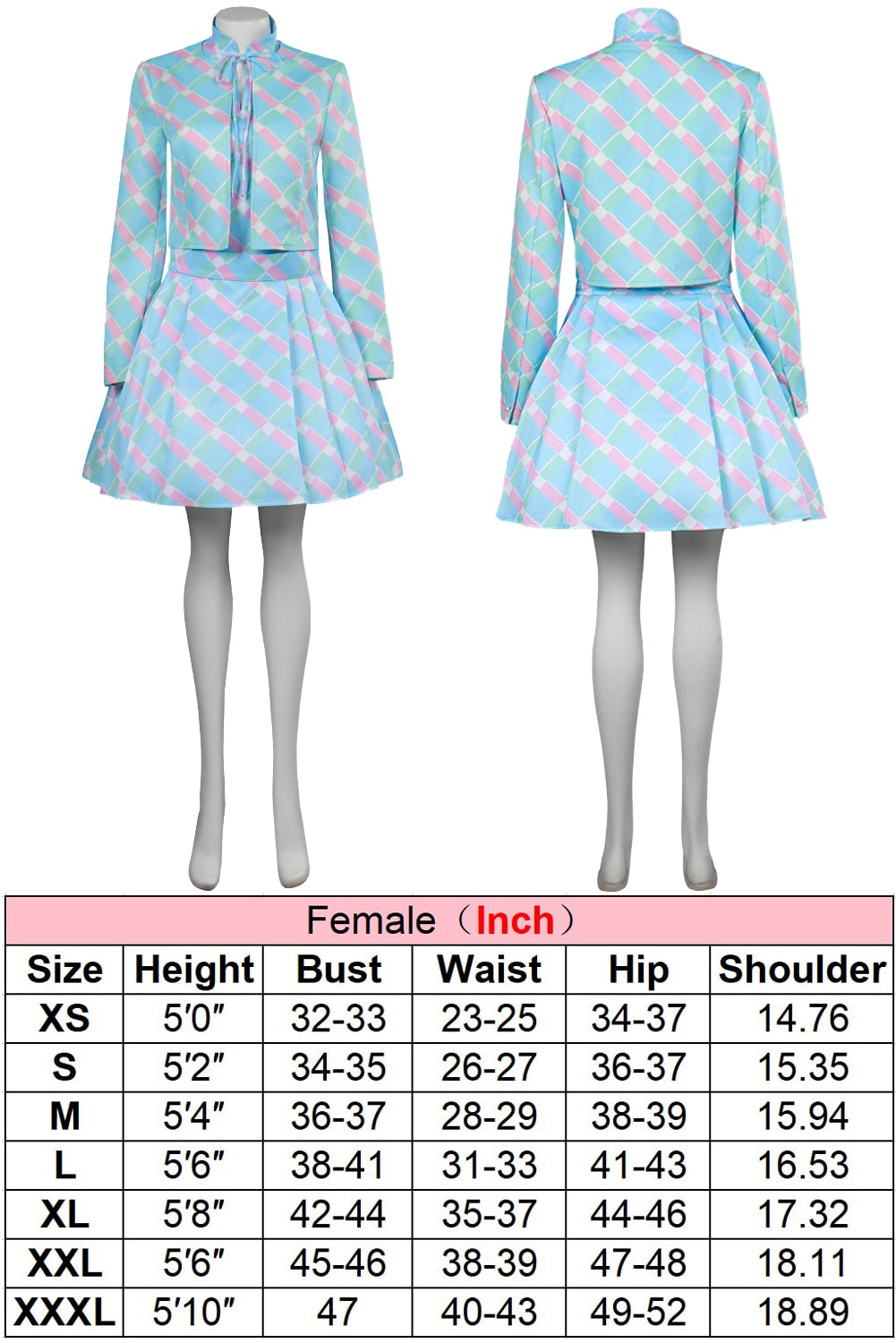 Margot Cosplay Kawaii Pink Plaid Dress Women Costume Movie Barbei Roleplay Fantasia Halloween Party Clothes For Disguise Style G