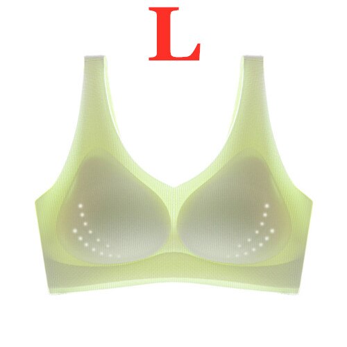 Youpin Women's Ice Silk Seamless Bra Ultra-thin No Steel Ring Breathable Antibacterial Gather One Piece Breathable Underwear Green L