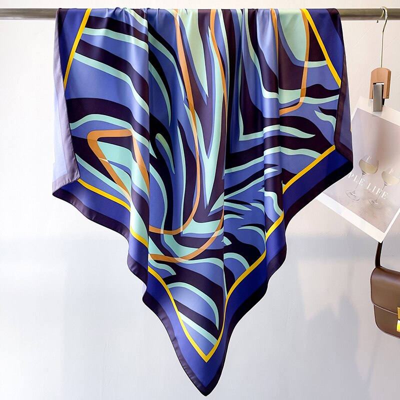 Fashion Print Printing Twill Silk Square Scarf for Women Hijab Muslim Headband Bandana Summer Shawl Beach Stoles Echarpe FN127-2