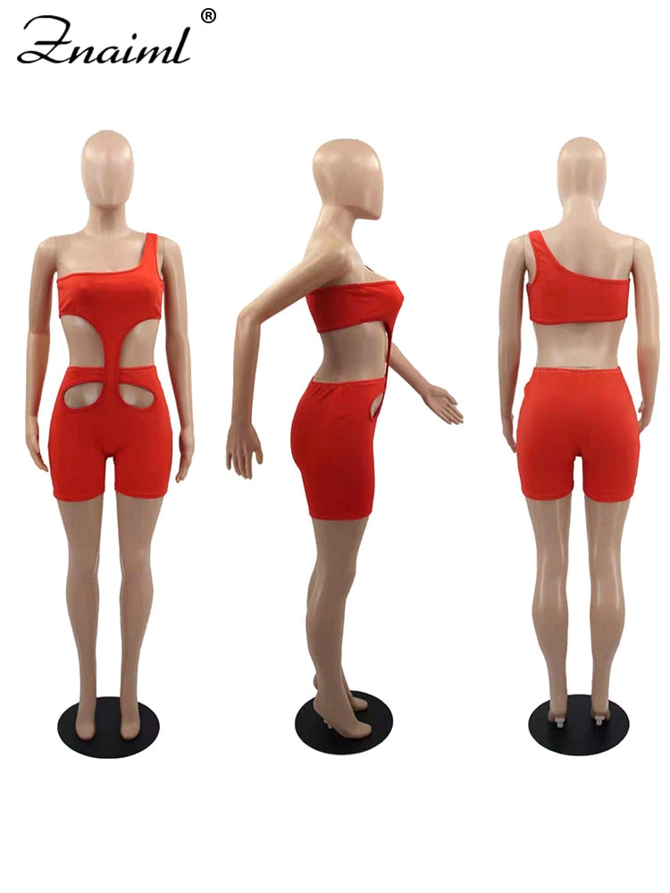 Znaiml 2023 One Shoulder Piece Rompers Playsuit Outfits Overalls for Women Clothing Summer Short Jumpsuit Monos Sexy Mujer