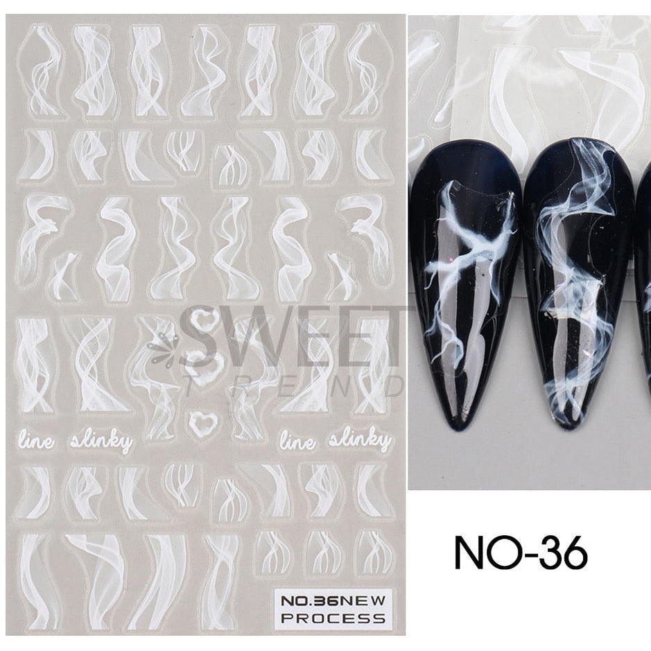 Snow Bird Winter Autumn Nail Art Stickers Maple Leaf Cotton Flower Fall Design Line Adhesive Sliders Manicure Decoration JINO-48 NO-36
