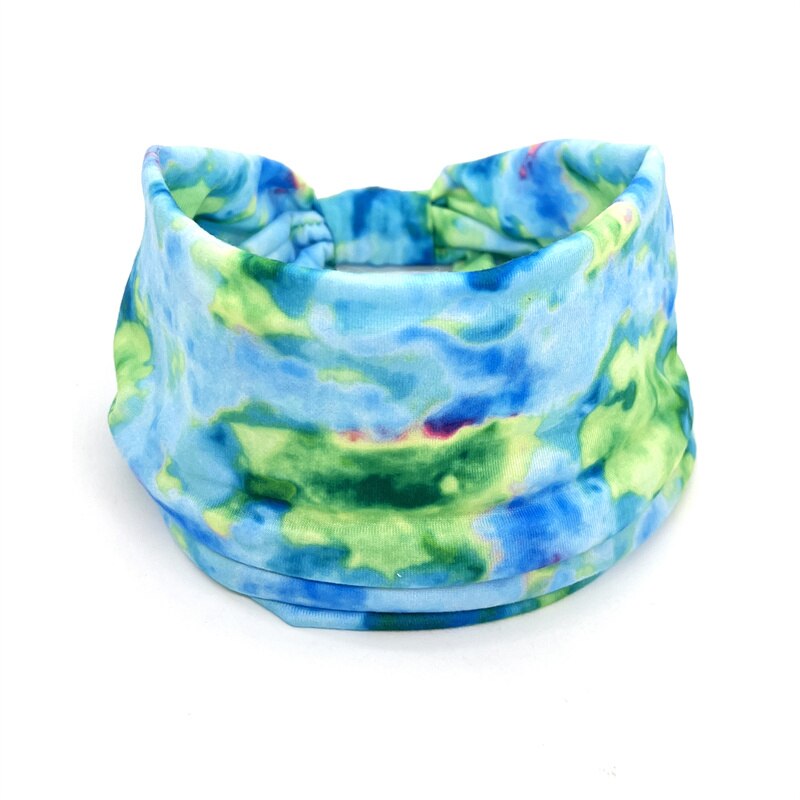 New Tie Dye Turban Sport Hair Sweatband for Women Men Colourful Knot Stretchy Wide Headbands Yoga Bandana Hairbands Bandages 4