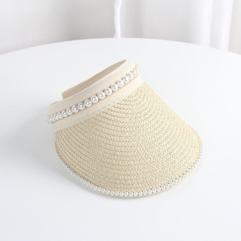 Summer Empty Top Sun Hat - Female Outdoor Visor Cap Casual Shade Hat Straw Wide Large Brim Beach Sunhat Lady Style 17