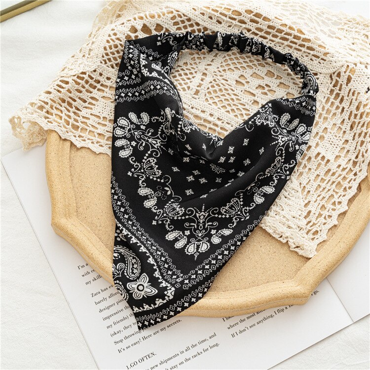 Chiffon Printing Flower Bandana Hair Scarf Headband for Women Vintage Long Ribbon Scrunchie Beach Bandanas Hair Accessories 11