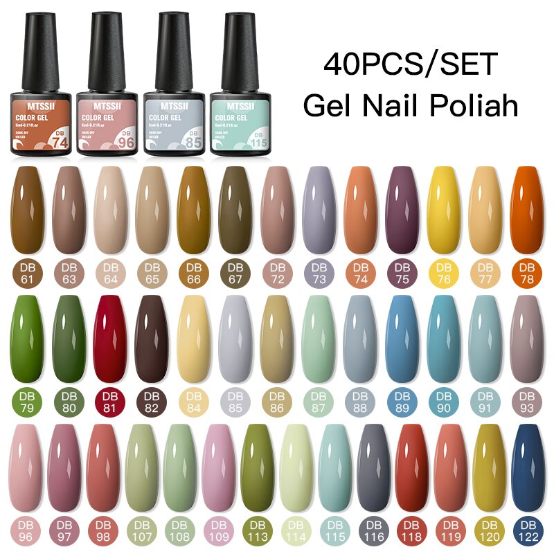 Mtssii 24/25/40/60PCS Gel Nail Polish Set Color Gel Semi Permanent UV Led Varnish Nail Art Design Soak Off Gel Set Nail Gel Set ZH20177