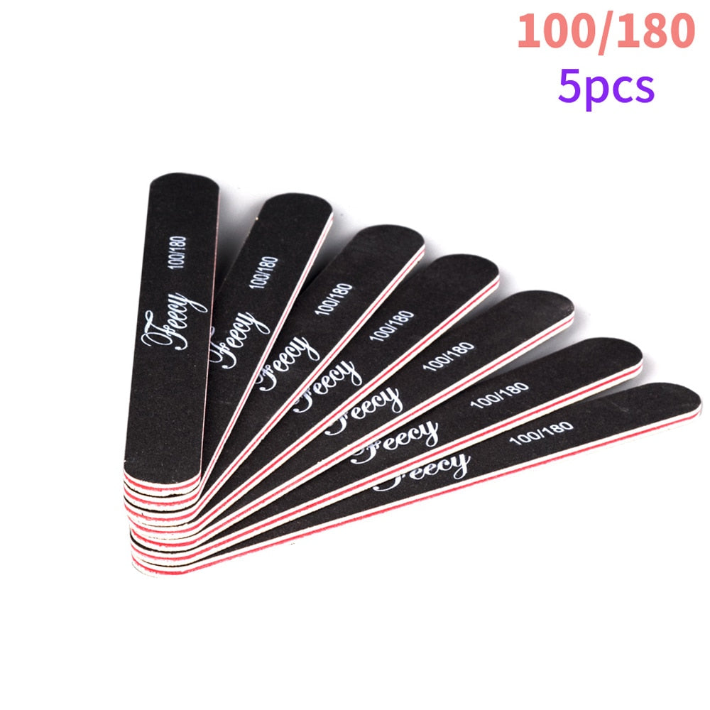 Nail File Buffer Double Side Of The Nail File Buffer 100/180 Trimmer Lime Buffer In The Nail Art Ongle Nail Art Tool 100 180 5pcs 4
