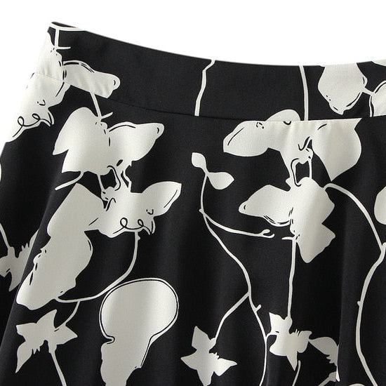 Willow Flower Chiffon Floral A- line Skirt Women's Spring Summer 2023 New High Waist Printed Long Skirt Female