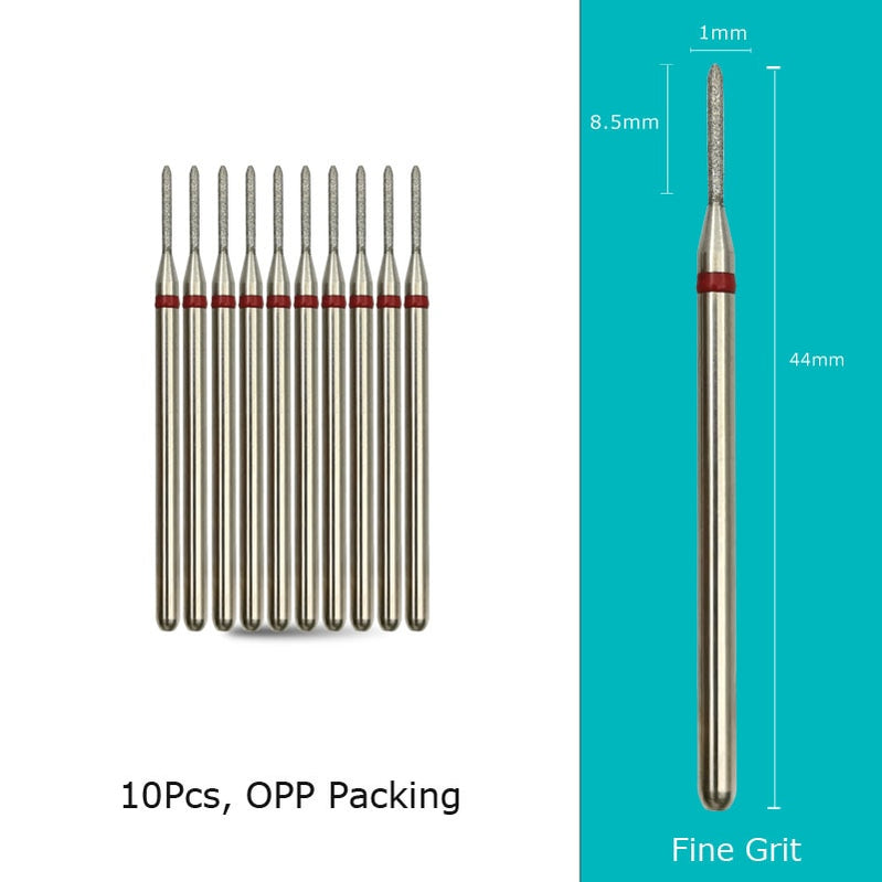 HYTOOS 10pcs/Set Nail Drill Bits Diamond Cutters for Manicure Cuticle Burr Milling Cutter for Pedicure Nails Accessories Tools GA010085D-F(D)