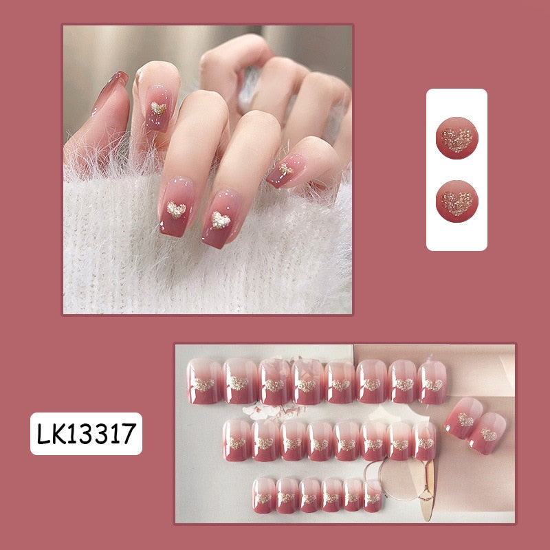 Y2k Fake Black Nail Long Ballet Reusable Adhesive Acrylic Press on set Nails Dark Acrylic Artificial False Nails Arts Tips 24pcs