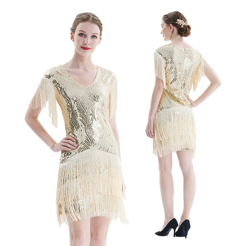 Summer Dress For Women 1920s Vintage Flapper Great Gatsby Fringe Beaded Dresses Prom Cocktail Prom Sequin Tassels Size S-3XL