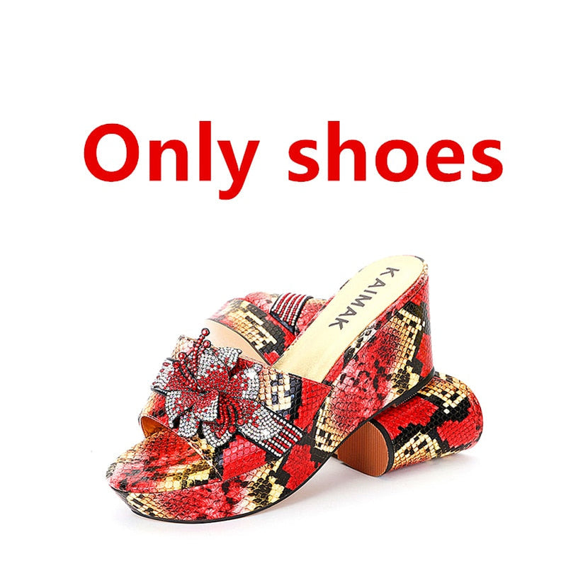 Italian Design Shoe Bag Set Women Summer Thick Bottom -Suitable for Wedding Party Size 37 to Size 44 7