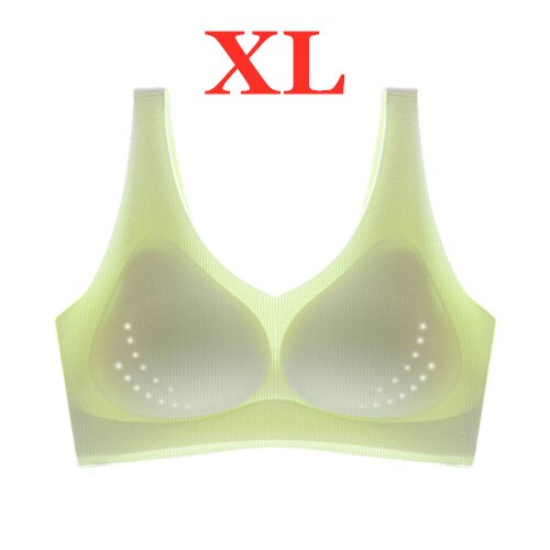 Youpin Women's Ice Silk Seamless Bra Ultra-thin No Steel Ring Breathable Antibacterial Gather One Piece Breathable Underwear Green XL