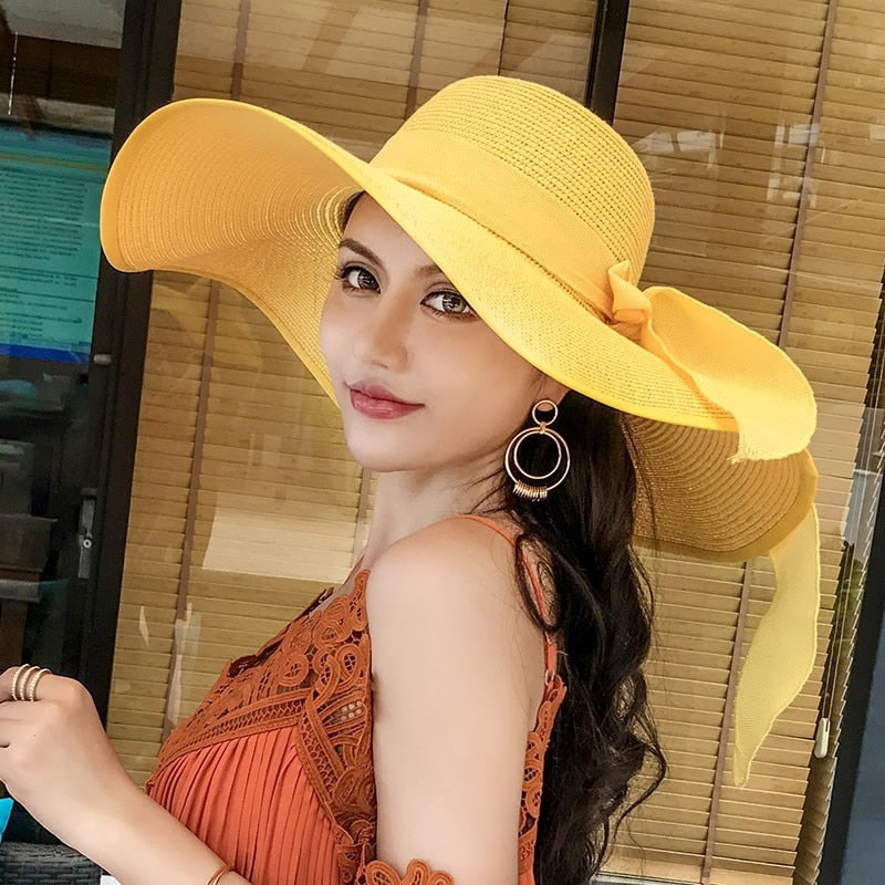Seaside Photo Beach Straw Hat Children Summer Large Brim Sunscreen Shading Simple Fashion Large Brimmed Hat Sun Hat Beach Hat