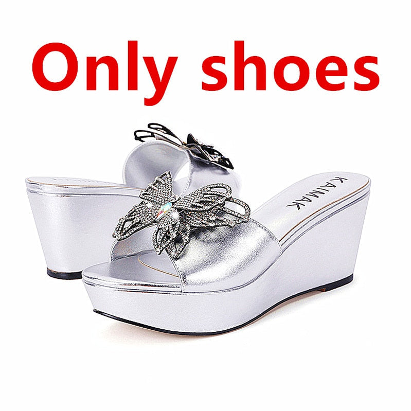 Wedding Shoe Bag Set Women Diamond Crystal Fashion Slippers Summer Italian Design Suitable for Birthday Party Wedding Wholesale Shoe 1